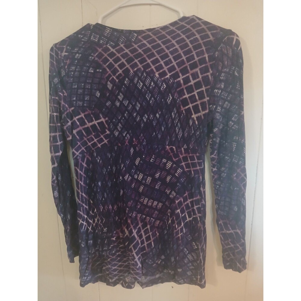 Y2K V-Neck Babydoll Long Sleeve Blouse Purple Tie Dye Whimsigoth Fairy - Picture 2 of 4